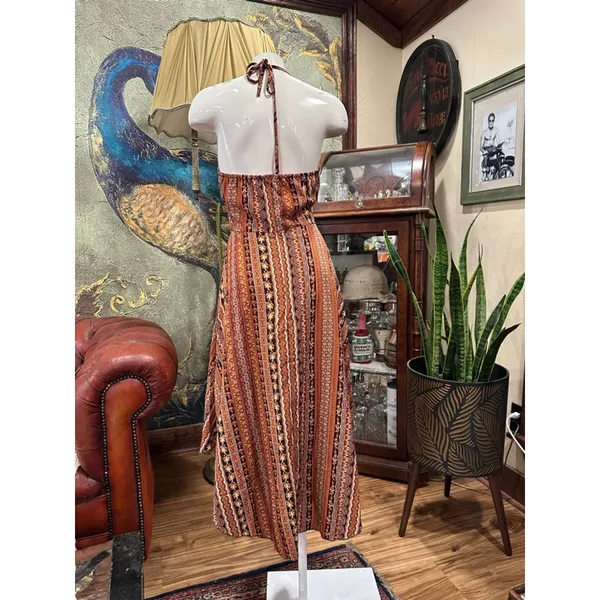 Shein Petite Small Boho Halter Handkerchief Hem Maxi Dress - Image 6