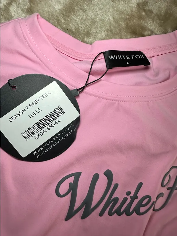 White Fox Pink Baby Tee - Image 2