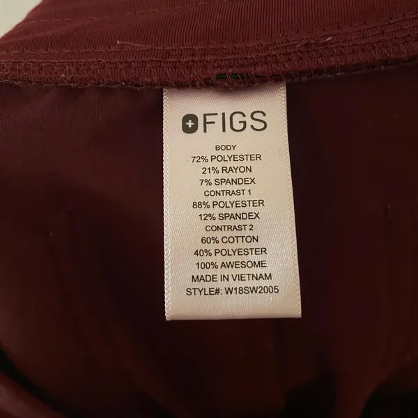 FIGS Burgundy Red Zamora Jogger Scrub Pants Uniform Nurse Doctor Women's Medium - Image 9