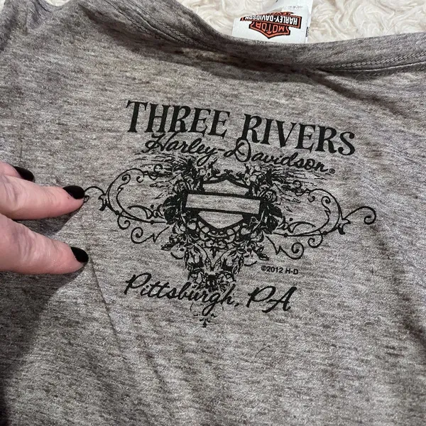 Harley Davidson Shirt Women XL Gray Graphic Biker Motorcycle Pittsburgh, PA - Image 10