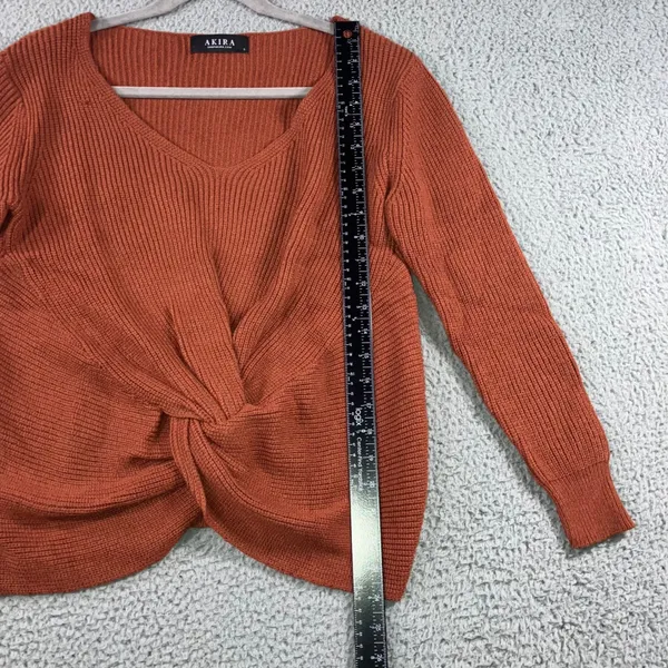 Akira Sweater Women Small V Neck Front Knot‎ Long Sleeve Boho Coquette Chic - Image 5