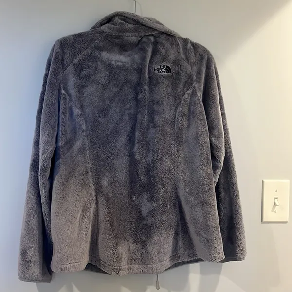 the north face gray fuzzy winter jacket size medium - Image 2