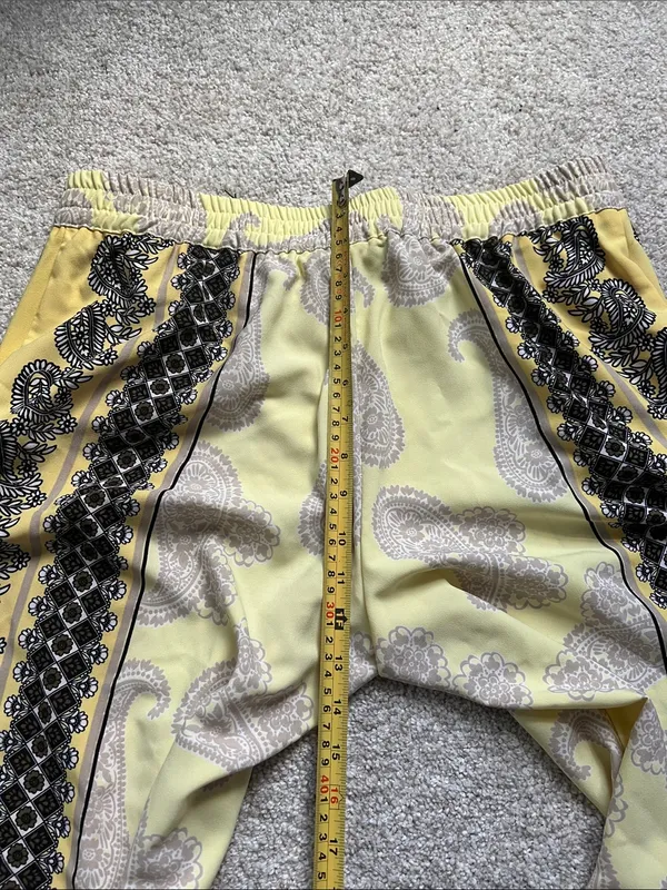 New York & Company Yellow Paisley Wide-Leg Pants with Black Border - Image 4
