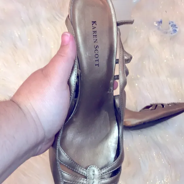Karen Scott pointed kitten comfort heel height 90’s champagne 8 slingback - Image 6