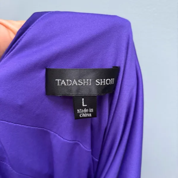 Tadashi Shoji Bellona Draped Jersey Maxi Gown in Purple L - Image 11