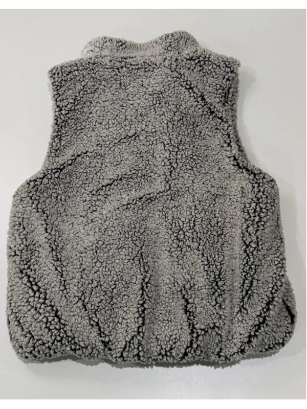 Harper Heritage Sherpa Fleece Vest Gray Snap Front Zip Pocket Cozy Size Small - Image 7