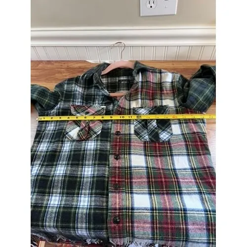 Polo Ralph Lauren Patchwork Plaid Fringe Flannel Shirt Multi Color XS - Image 6