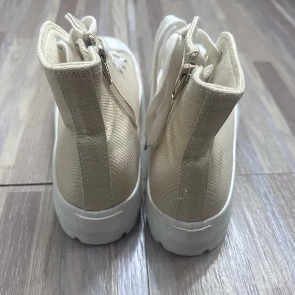 Sincerely Jules Vespa Z High-Top Cream Canvas Platform Sneakers Women’s 8.5 - Image 4