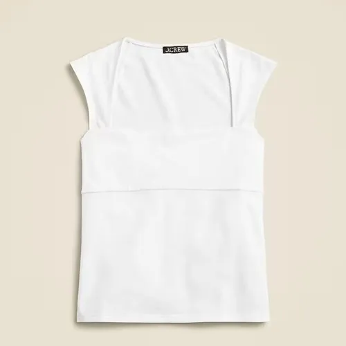 J. Crew‎ Squareneck cap-sleeve top in stretch cotton blend size XL - Image 2