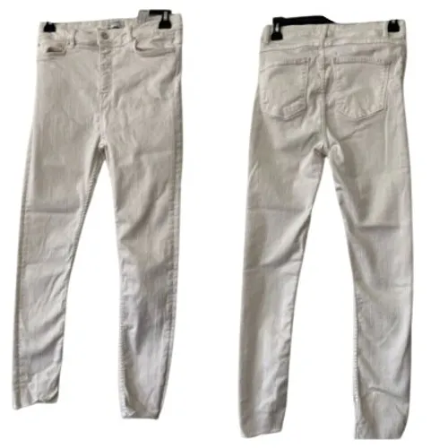 Zara Skinny Jeans Women's High‎ Rise Stretch Denim Cream Size 4 - Image 2