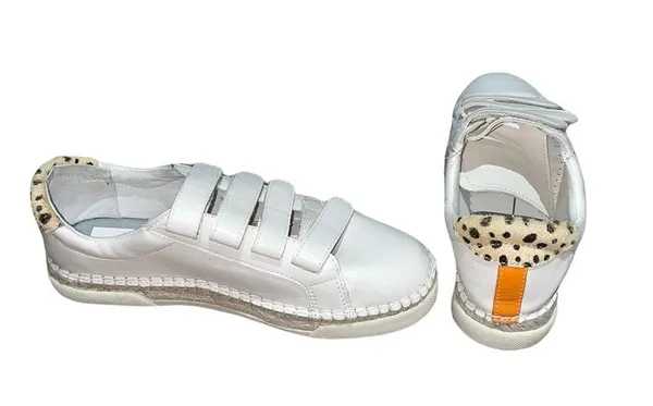 NEW Dolce Vita Marny Sneakers White Hook & Loop Low Top Shoes Calf Hair - Image 4