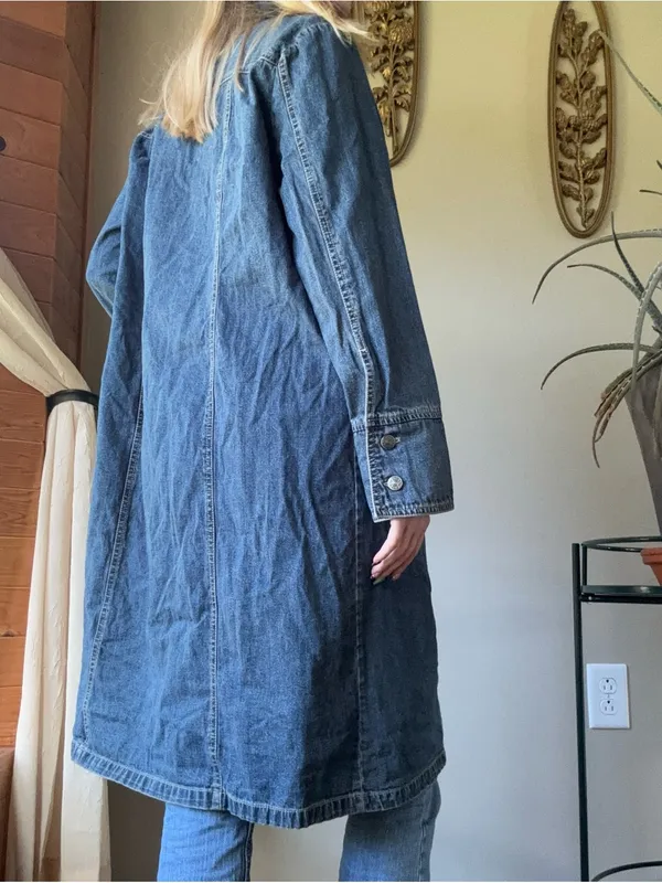 Faded Glory Button Up Denim Trench Coat - Image 6
