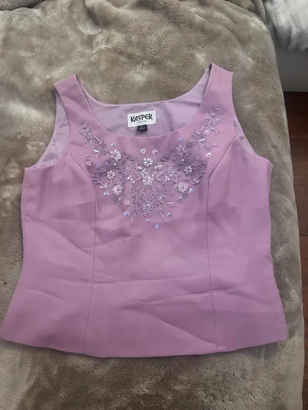 Vintage Kasper lilac purple beaded top - Image 2