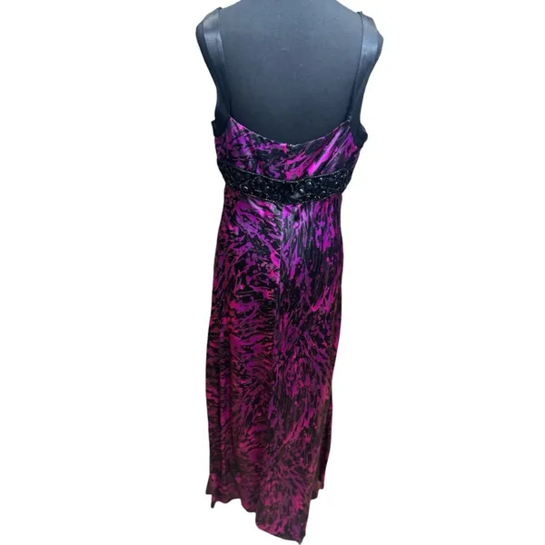 House of Deréon Black Purple Beaded Waist Maxi Dress Women's Size 12 EUC - Image 2