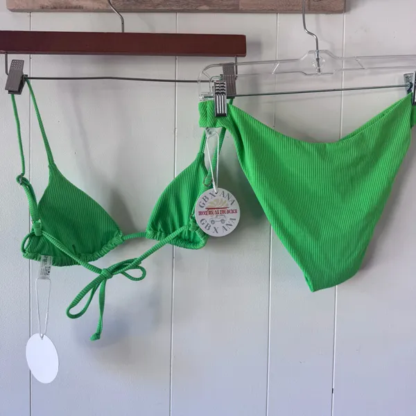 Grey Bandit x Ana Neon Green Ribbed Bikini Set M - Image 8