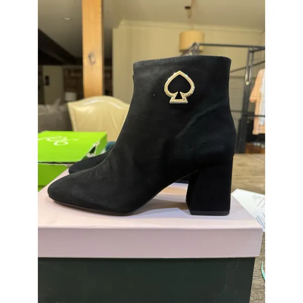 Kate Spade Alihandra Luxe Suede Ankle Boots Black‎ Women's Size 10 - Image 2