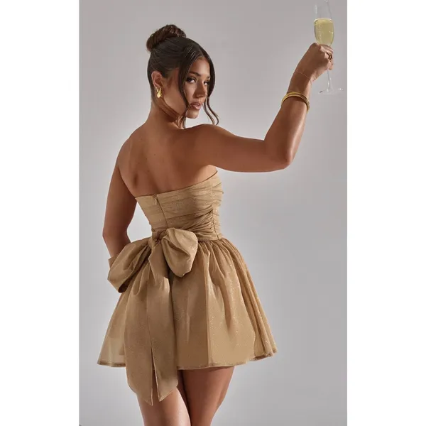 NEW Babyboo KATRINA MINI DRESS - GOLD SPARKLE Size Large - Image 4