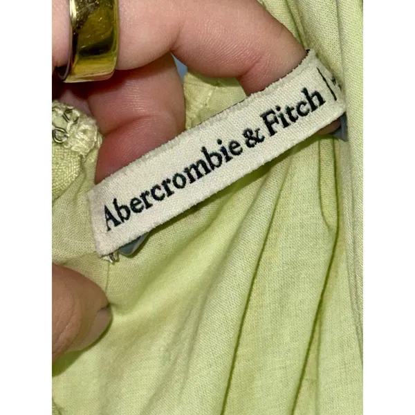 Abercrombie & Fitch Green Short Sleeve Puff Sleeve Babydoll Mini Dress Womens S - Image 3
