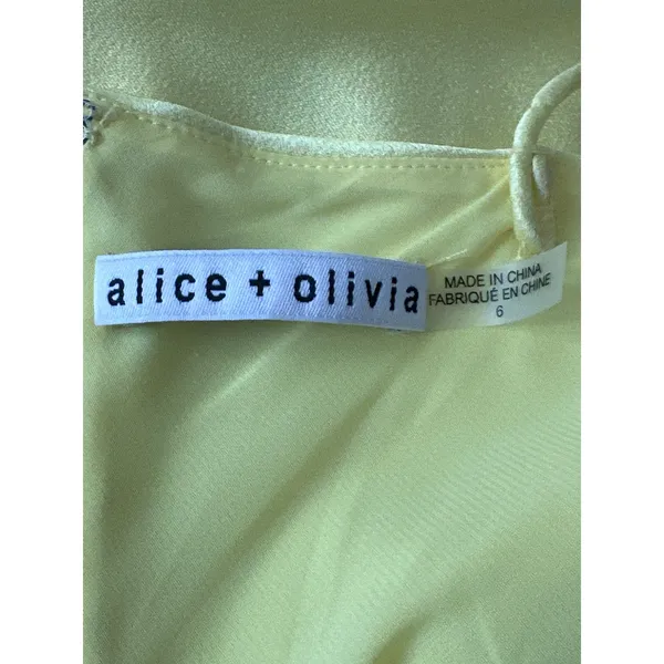 Alice + Olivia Neon Yellow Satin Cowl Neck‎ Slip Mini Dress Size 6 - Image 5