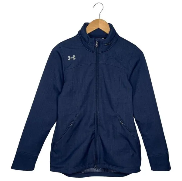 Under Armour Jacket Womens XS Loose ColdGear Pockets Full Zip Hoodie Sporty Blue - Image 15