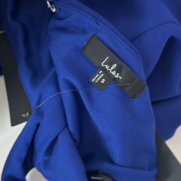 Lulus Moment Maker Cobalt Blue Square Neck Trumpet Midi Dress Cocktail Small NWT - Image 11