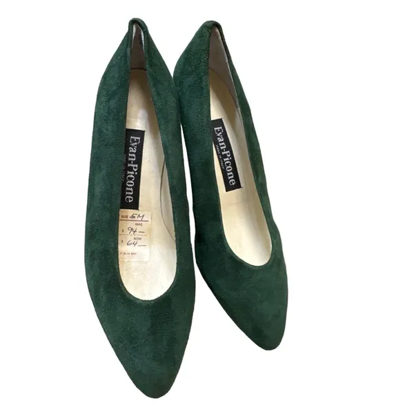 Evan Picone women’s green leather suede heels shoes size 5M SKU 3812 - Image 10