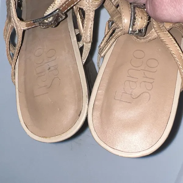Franco Sarto Sombre Leather Wedge Sandals Cork Heel Platform Slingback Size 7.5‎ - Image 9