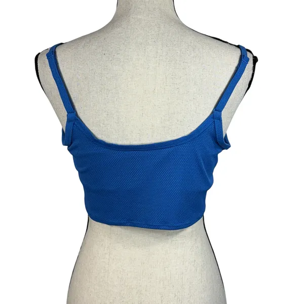 Aerie Large Swim Tankini Top Stretch Adjustable Straps Shelf Bra Scoop Neck Blue - Image 4