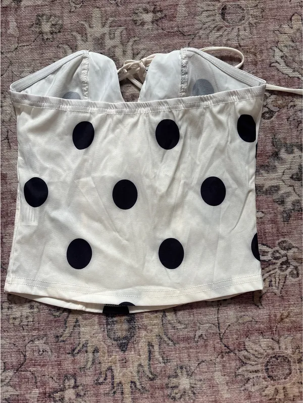 SHEIN Polka Dot Corset Tube Top Tie Front - Image 2