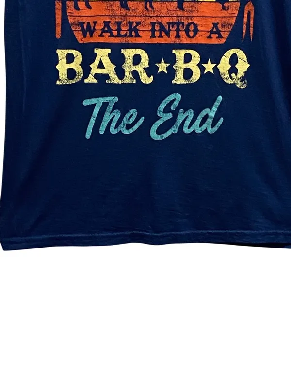 Boutique Barbecue Funny Graphic Tee Shirt Blue Size XL Casual Relaxation Cute - Image 4