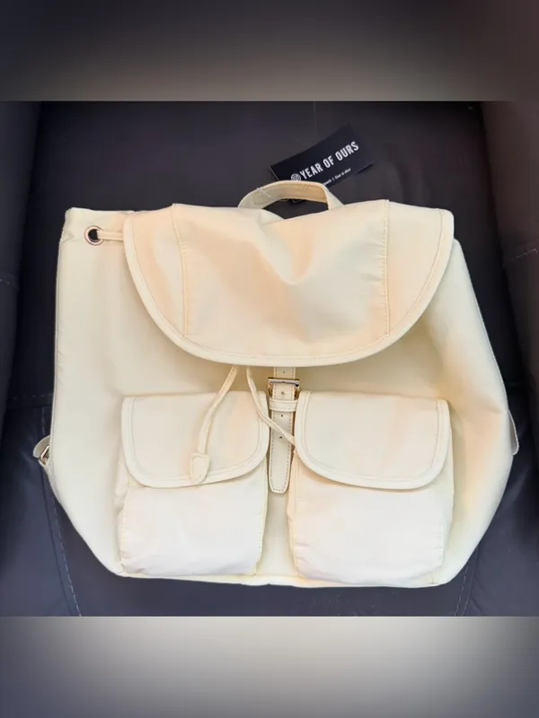 NWT Year of Ours Soft Pale Yellow Drawstring Backpack - Image 7