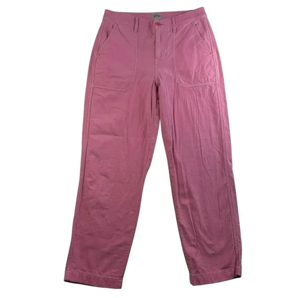 J. Crew Sz 4 Garment Dyed Foundry Pants Straight Leg Cotton Pink AP392 Woman's‎ - Image 2