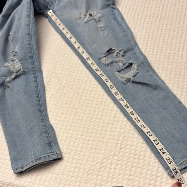 Levi's 711 Skinny Distressed Ankle Jeans Size 28 Light Blue Holes Frayed - Image 14