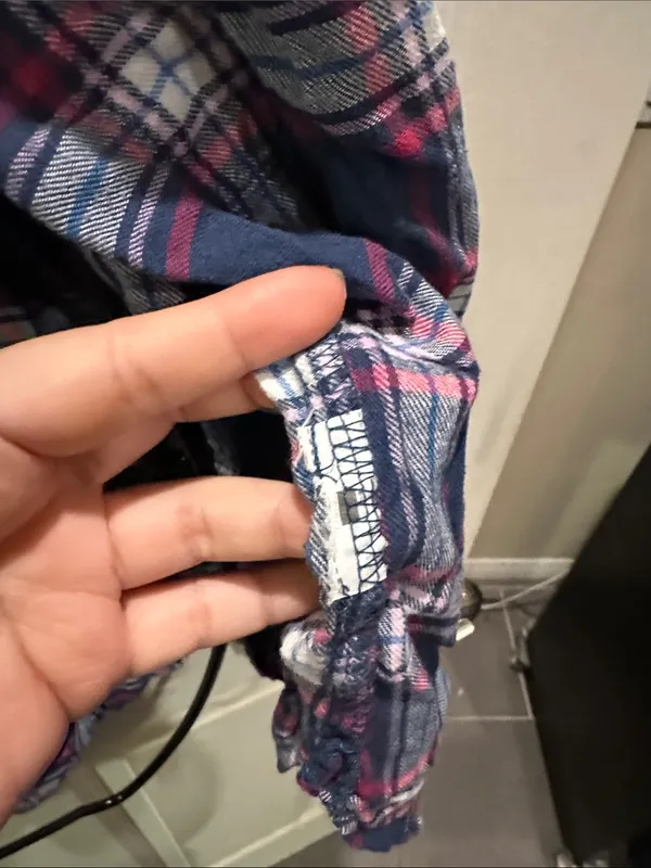 Abercrombie & Fitch Blue and Red Plaid Flannel Shirt - Image 3