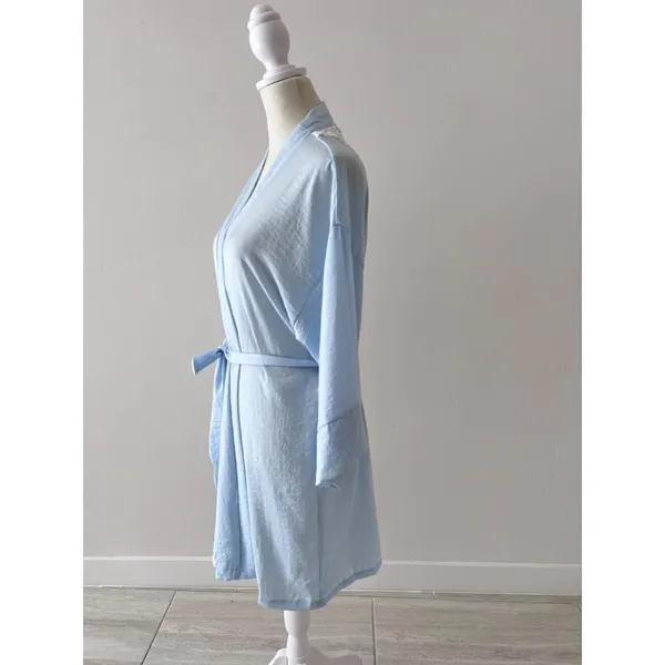 In bloom by jonquil OPHELIA LACE TRIM SATIN WRAP IN SILVER BLUE - Image 2