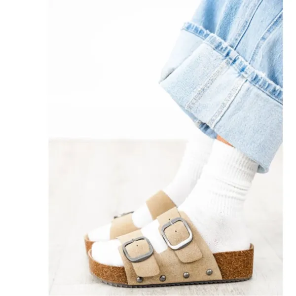 MIA Qianna‎ Double-Buckle Platform Sandals Slides B14A - Image 2