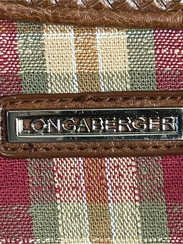 Vintage Longaberger Red, Green, Tan Plaid Crossbody Purse - Image 10