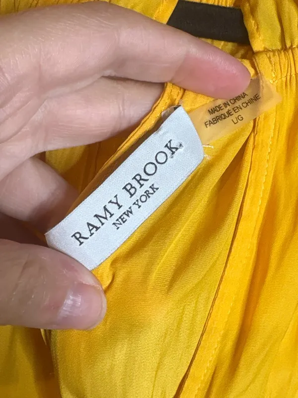 Ramy Brook yellow gold high neck ruffle mini dress - Image 3