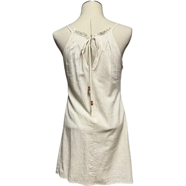 Altar'd State Sleeveless Ruffle Tie Neck Dress Tan Beige Cream Medium - Image 3