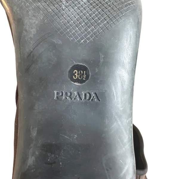 Vintage Prada Tessuto Nylon Sock Booties Kitten Heel Y2K Brown 38.5 - Image 7