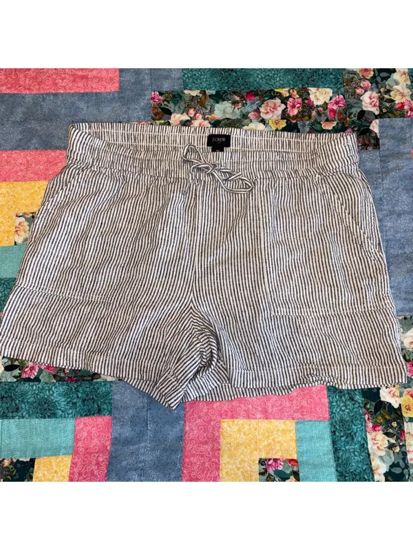 J.Crew $60 Womens M Striped 55% Linen Blend Comfort Lounge Casual Shorts Medium - Image 2