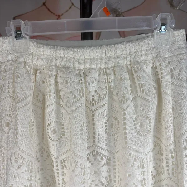 NEW APRICOT crochet lace maxi skirt with split in off white - Image 12