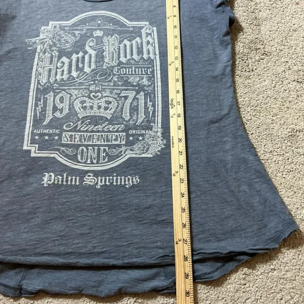 Hard‎ Rock Couture Palm Springs T Shirt Women's Graphic Tee Gray EST 1971 Grunge - Image 4