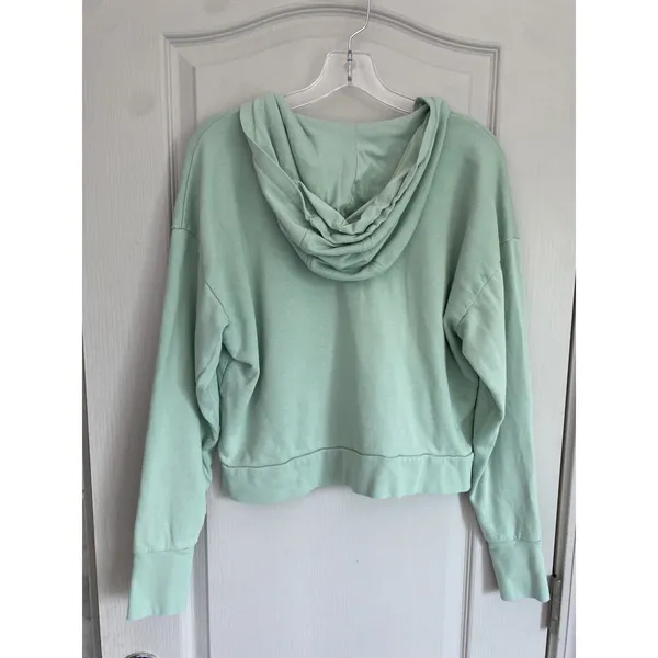 Sweaty Betty Restful After Class Hoodie Sage Green V-Neck Thumbhole Sweatshirt S - Image 8