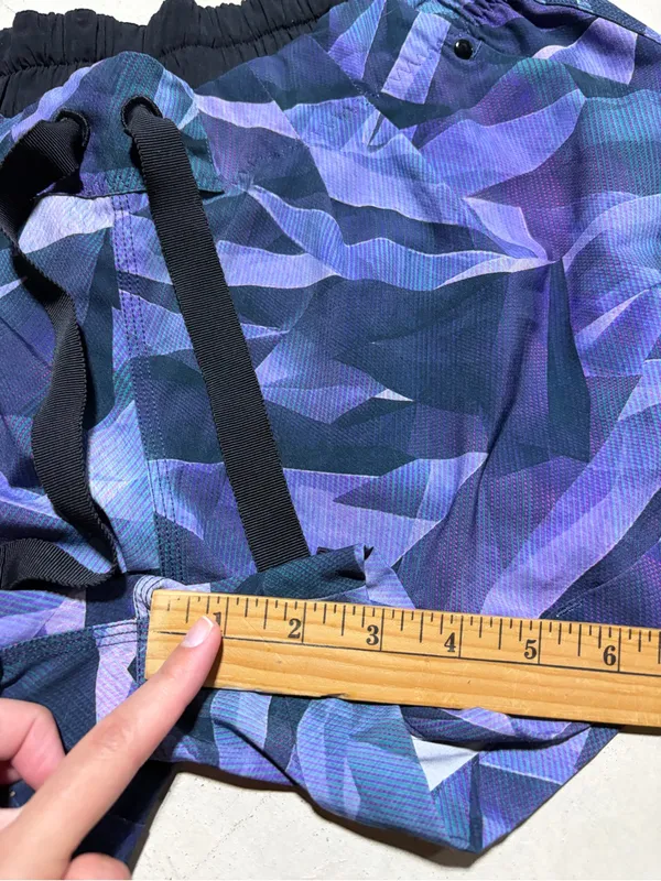 Lululemon Geometric Purple Active Shorts with Drawstring 10 - Image 3