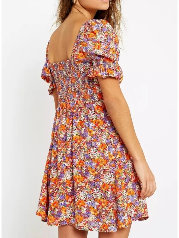 Faithfull Brand Iris Mini Dress Meja Floral Sweetheart Bust Milkmaid Romantic XS - Image 6