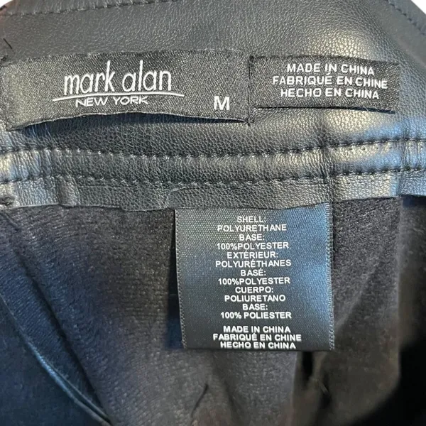 Mark Alan NY Women's M Cropped Black Faux Leather Pants Wide Leg Elevated Basic‎ - Image 6