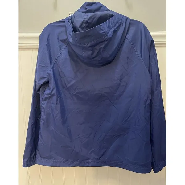 LL BEAN Women's Lightweight Windbreaker Small Nylon Rain Jacket Blue Hidden Hood - Image 2