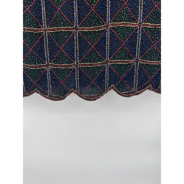 VTG Stenay Silk‎ Holiday Beaded Blouse Short Sleeve Embellished Women's Top L - Image 5