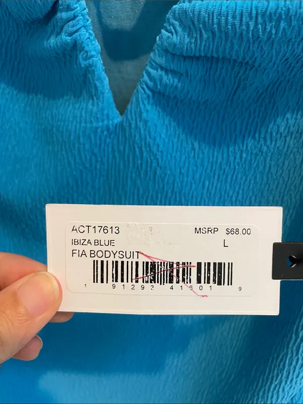 ASTR The Label Fia Bodysuit Plunging Neckline in Ibiza Blue Size L NWT - Image 10